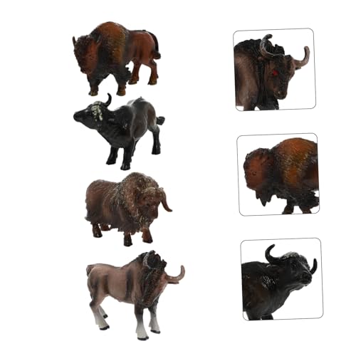 FIXOSHEE 4 Stück Teiliges Miniatur Rinder Modell Realistische Tierfiguren für Pädagogisches und Dekorative Schreibtischornamente Glatte Oberfläche Robustes Kunststoffmaterial für Wohn von FIXOSHEE