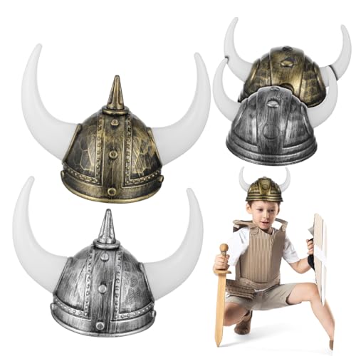 FIXOSHEE 4 Stück Wikingerhelm mit Hörnern Leichtes Mittelalter Kostümhelm Partyhut für Halloween Karneval und Themenfeste Geeignet für Familien Schule und Cosplay FIXOSHEE 4 Stück Wikingerhelm mit Hörnern Leichtes Mittelalter Kostümhelm Partyhut für Halloween Karneval und Themenfeste Geeignet für Familien Schule und Cosplay von FIXOSHEE