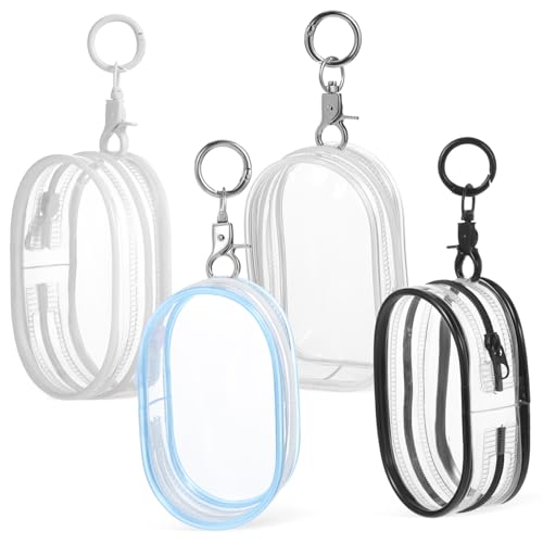 FIXOSHEE 4 Transparente Puppen-aufbewahrungstaschen mit Reißverschluss in Dunkel Weiß Blau Transparent Kleine Tragbare Figurenbeutel mit Schlüsselanhänger für Sammler und Reisegebrauch von FIXOSHEE