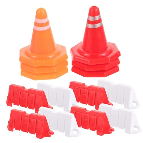 FIXOSHEE 40 Stück Teiliges Mini verkehrszeichen Spielset aus Farbigem PP mit Straßenplatten Orangen Straßensperren Weißen und Roten Wasserbarrieren Leicht und Kindgerecht für von FIXOSHEE
