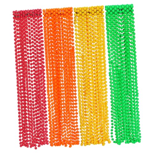 FIXOSHEE 48 . Teiliges Neon Perlen Ketten Bunte Kunststoff Perlen für Frauen Leichte Wiederverwendbare Party Accessoires Geeignet für Feiertagsfeiern Karneval und Themenpartys von FIXOSHEE