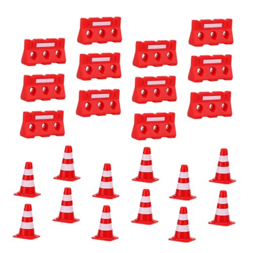 FIXOSHEE 48 Stück Teiliges Mini Verkehrsleitkegel und Absperrungen Simulation Verkehrszeichen Lernspielzeug für Straßen Baustellen Außenspiel und Verkehrserziehung von FIXOSHEE