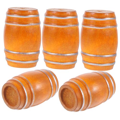 FIXOSHEE 5 Stück Mini-Bierfass Miniatur-Bierfässer Weihnachten klein gestrichen Mini-Puppenhaus Szenenzubehör hölzern Braun von FIXOSHEE
