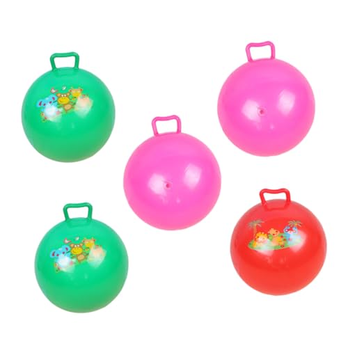 FIXOSHEE 5 Stück Teiliges Aufblasbare Handgriff bälle für Lustige Hüpfbälle mit Cartoon Muster für Balance Sensory Training Bunte Sprungspielzeuge für Drinnen und Draußen von FIXOSHEE