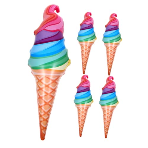FIXOSHEE 5 Stück Teiliges Aufblasbares Eiscreme Ballon Realistische PVC Eistüten Partydekoration für Kindergeburtstag Vielseitig als Fotorequisite und Festliche Raumgestaltung Geeignet von FIXOSHEE