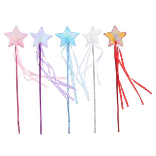 FIXOSHEE 5 Stück Teiliges Feenstab mit Sternmotiv Bunte Sternenfeenstäbe für Geburtstagsfeiern Cosplay Halloween und Fantasievolles Rollenspiel Kindgerechtes Design für Mädchen von FIXOSHEE