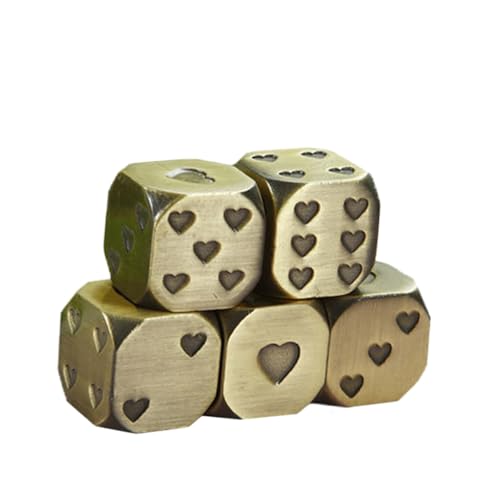 FIXOSHEE 5 Stück Teiliges Metall Würfel mit Herzmotiv Kleine Spielwürfel Robustes Metall Glatte Oberfläche Leicht und Tragbar als Würfel Zubehör für Brettspiele Partys und Freizeit von FIXOSHEE