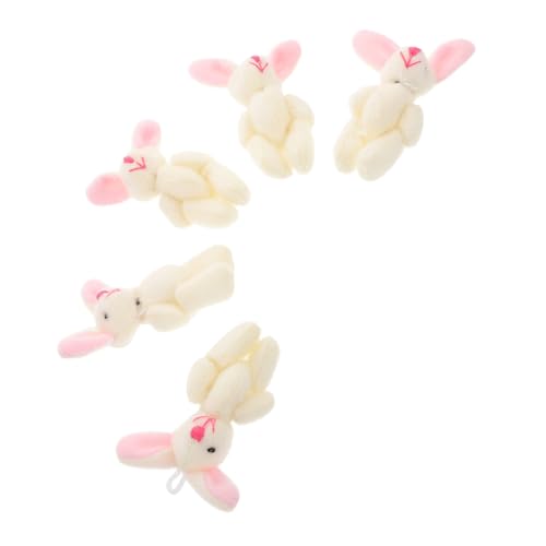 FIXOSHEE 5 Stück Teiliges Mini Kuscheltier Hase Kleine Plüsch Kaninchen mit Gelenken Sanft und Tragbar Vielseitig Posierbar Niedliche Deko für Kinderzimmer Ostern und Geburtstag von FIXOSHEE