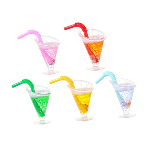 FIXOSHEE 5 Stück Teiliges Miniatur Dessertbecher Hawaii Stil Realistische Puppenhaus Küche Deko Mini Saftbecher Modelle Bunte Mini Lebensmittel Figuren für Sommerparty von FIXOSHEE