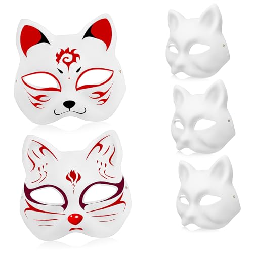 FIXOSHEE 5 Teiliges Katzenmasken zum Bemalen Leichte Papier Masken mit Elastischem Band Blanko Tiermasken für DIY Karneval Halloween Fasching Vielseitig Gestaltbar FIXOSHEE 5 Teiliges Katzenmasken zum Bemalen Leichte Papier Masken mit Elastischem Band Blanko Tiermasken für DIY Karneval Halloween Fasching Vielseitig Gestaltbar von FIXOSHEE