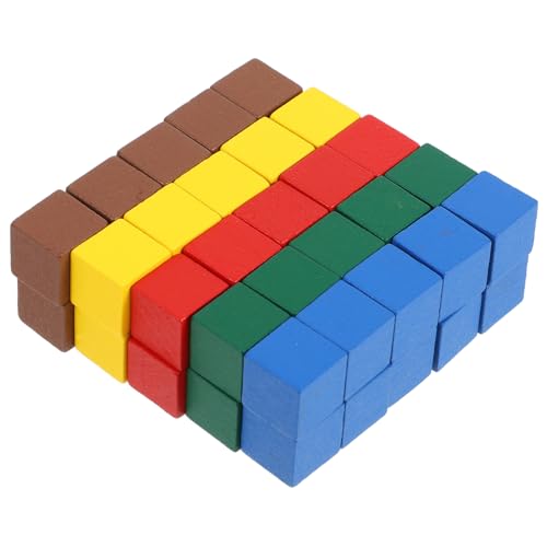 FIXOSHEE 50 Stück Teiliges Holzspielsteine Flugschach Bunt Quadratisch Brettspiel Zubehör Tragbar Fördert Denkfähigkeit und Unterhaltung von FIXOSHEE