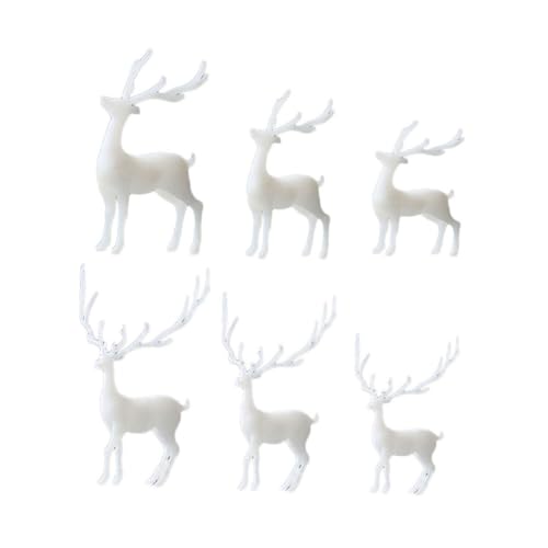 FIXOSHEE 6 Stück Epoxidharz Elch Deko Teilig Weiß Dreidimensionale Mikrolandschaft DIY Füllstoffe Lebensechte Waldornamente für Landschaftsmodellbau Basteln und Kreativprojekte von FIXOSHEE