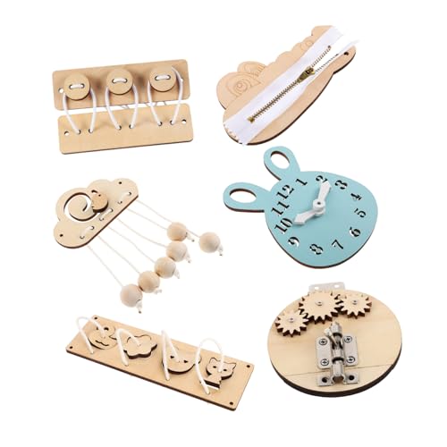 FIXOSHEE 6 Stück Montessori Motorikspielzeug Holz Busy Board Teiliges Set DIY Sensorikspielzeug für Kleinkinder Vorschule Kreativität Gedächtnis und Feinmotorik von FIXOSHEE