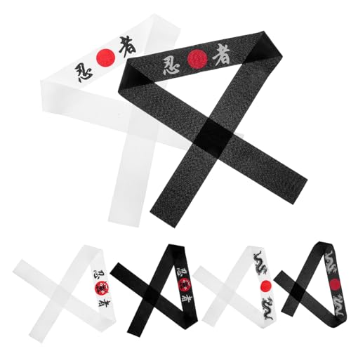 FIXOSHEE 6 Stück Ninja Stirnband aus Weicher Polyesterfaser Japanisches Bushido Hachimaki für Karate Partys Geburtstagsfeiern und Themenveranstaltungen von FIXOSHEE