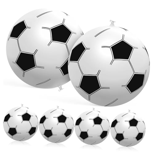 FIXOSHEE 6 Stück Teiliges Aufblasbares PVC Fußball Leichte Spielbälle in Klassischem Design für Indoor und Outdoor Spaß als Partydekoration und Kinderfreundliches Sportspielzeug von FIXOSHEE