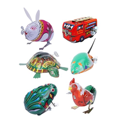 FIXOSHEE 6 Stück Teiliges Aufziehspielzeug für Buntes Nostalgisches Mechanik Tier Batterie Energiesparend Fördert Motorische Fähigkeiten und Eltern Junge Zufällige Farbe Zufällige Farbe von FIXOSHEE