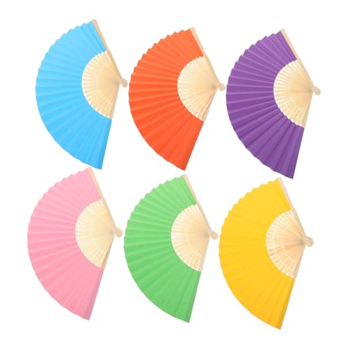 FIXOSHEE 6 Stück Teiliges Bunte Papierfächer für Leichte Faltbare Handfächer für DIY Bastelprojekte Kindergarten Partydeko und Kreative Lernaktivitäten von FIXOSHEE