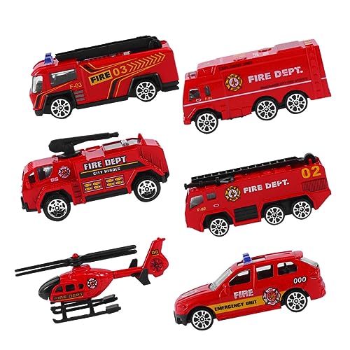 FIXOSHEE 6 Stück Teiliges Feuerwehrfahrzeug aus Langlebiger Legierung mit Aufziehfunktion Detailgetreue Simulation Sicher für für Spiele und Sammlungen bei Festen von FIXOSHEE