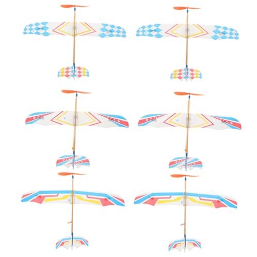 FIXOSHEE 6 Stück Teiliges Gummiband Flugzeugmodell Kleines Outdoor Flugspielzeug Wiederverwendbarer Gummibandantrieb Kinderfreundliches Mini Segelflugzeug Pädagogisches Koordination und von FIXOSHEE