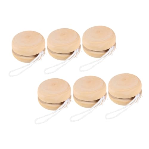 FIXOSHEE 6 Stück Teiliges Holz Yo yo Ball zum Bemalen DIY Kreative Zeichen Spielzeuge Sicheres Holzspielzeug für Teamwork und Kognitiver Entwicklung von FIXOSHEE
