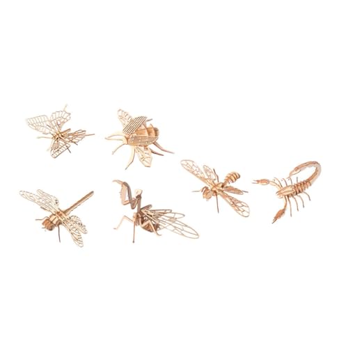 FIXOSHEE 6 Stück Teiliges Holzpuzzle mit Insekten Tierformen Umweltfreundliches DIY Montage Kreativität und Kognitiver Entwicklung von FIXOSHEE