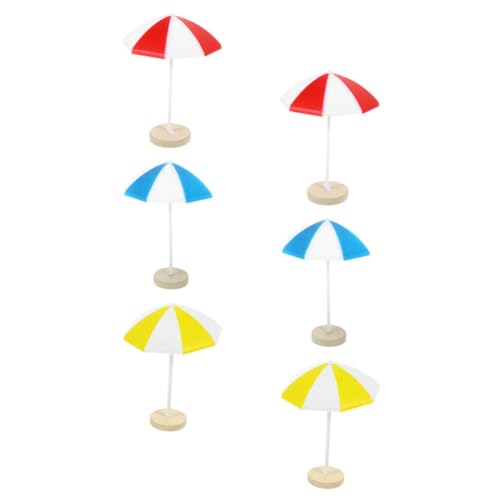 FIXOSHEE 6 Stück Teiliges Mini Strand Sonnenschirm Farbenfrohe Micro Landschaft Deko Realistische Puppenhaus Miniatur für Garten Aquarium und DIY Strand Szenen von FIXOSHEE