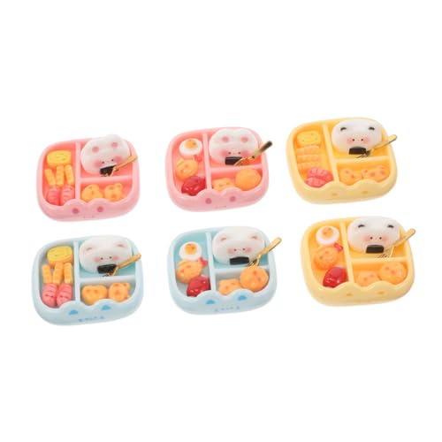 FIXOSHEE 6 Stück Teiliges Miniatur Dollhouse Essensset aus Resin Detailreiche Japanische Lunchbox Modelle Niedliche Miniaturen für Puppenhausdekoration und Mikro Szenengestaltung von FIXOSHEE