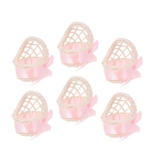 FIXOSHEE 6 Stück Teiliges Miniatur dekorationskorb Handgefertigt Geflochtenes Kleines Blumenkörbchen Kreative Aufbewahrung für Bastelprojekte Mini Haus Accessoire Rosa von FIXOSHEE