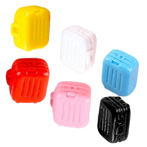 FIXOSHEE 6 Stück Teiliges Miniatur puppenhaus Koffer Realistische Mini Koffer Modell Deko Farblich Gemischt Detailreiche Puppenhaus Accessoires für Miniatur Szenen und Möbelgestaltung von FIXOSHEE