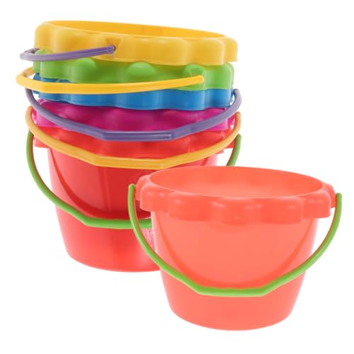 FIXOSHEE 6 Stück Teiliges Strandspielzeug Bunte Sand Eimer mit Praktischem Tragegriff Vielseitig für Strand Garten und Outdoor Kompakt Leicht zu Reinigen und Transportieren von FIXOSHEE