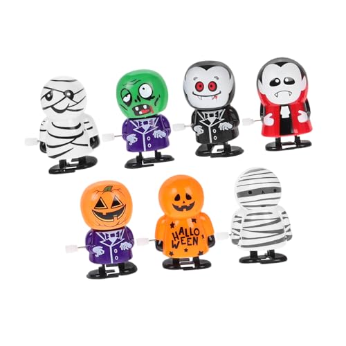 FIXOSHEE 7 Stück Teiliges Halloween Aufziehspielzeug aus Leichtem Stabile Konstruktion Lustige Partydekoration für Süßes Saures Skelett Vampir Kürbis Zombie Einfach Aufziehbar und Tragbar von FIXOSHEE