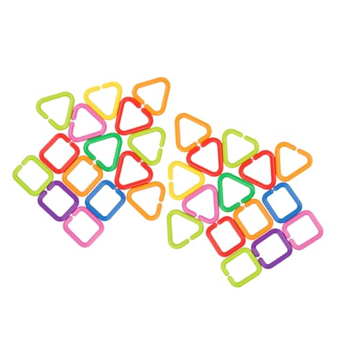 FIXOSHEE 70 Stück Bunte Kettenringe Set Geometrische Glieder für Kinderwagen Babysitz Fördert Feinmotorik Greifspiel Lernspielzeug für Neugeborene und Kleinkinder von FIXOSHEE
