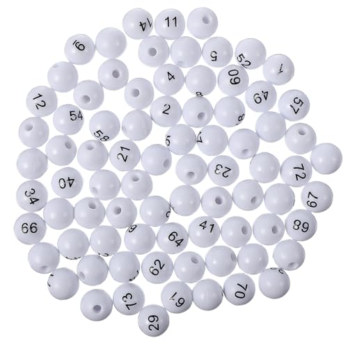 FIXOSHEE 75 Stück Zubehör für Lotterieautomaten nummerierter Ball Partygeschenkball Gewinnspielkugeln nummerierte Bingokugel Spielzähler Sphäre Partybälle Massenbälle Plastik Weiß von FIXOSHEE