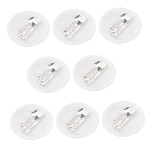 FIXOSHEE 8 Sätze Teiliges Miniatur Besteck Hochwertigem Miniatur Gabel Löffel und Messer für Puppenhaus Dekoration Leicht und Langlebig für DIY Mikro Szene von FIXOSHEE