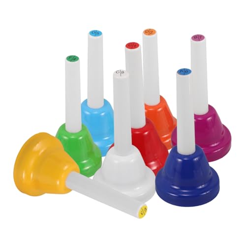 FIXOSHEE 8 Stück Teiliges Handglocken Set Töne Metall Hand Call Bells Bunt Diatonisch Musikinstrument Musikspielzeug für Vorschule Musikunterricht Kindergarten von FIXOSHEE