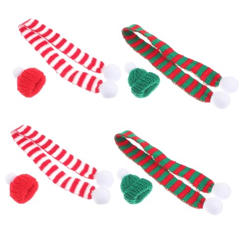 FIXOSHEE 8 Stück Teiliges Mini Weihnachtsmützen Schal Flaschendekoration Handgestrickte Mini Hüte und Schals in Rot und Grün Weihnachtliche Tisch Partydeko für Weinflaschen und Kleine von FIXOSHEE