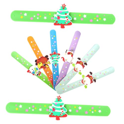 FIXOSHEE 8 Stück Teiliges Silikon Slap Armband Weihnachts Schnapparmbänder Lustige Party Mitgebsel für Familie Freunde Weihnachten Wristbands von FIXOSHEE