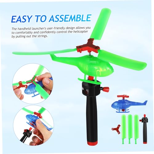 FIXOSHEE 9 Stück Teiliges Handheld Helicopter Flugspielzeug aus Robustem Kunststoff Bunte Zugseil Flugzeuge für Outdoor Partyspaß und Kreatives von FIXOSHEE