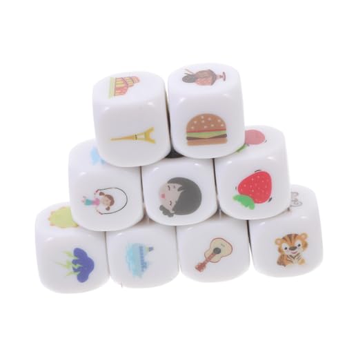 FIXOSHEE 9 Stück Teiliges Story Würfelset aus Acryl mit Beutel Fördert Kreativität Sprachentwicklung und Erzählfähigkeiten Vielseitige Spielwürfel für Zuhause Party und Lernspiele von FIXOSHEE