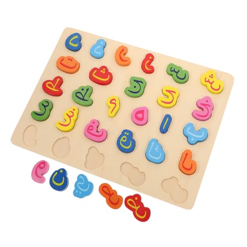 FIXOSHEE Arabisches Alphabet Lernspielzeug Holzpuzzle für Buchstaben Steckspiel Robustes Langlebiges Lernspielzeug Problemlösung Kognition und Zuordnung zu Hause Kindergarten von FIXOSHEE