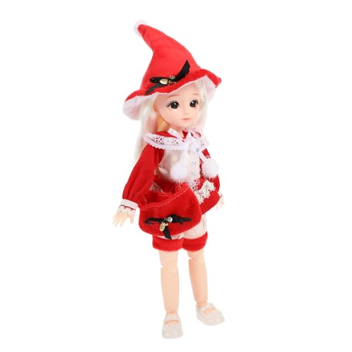 FIXOSHEE Bjd Gelenkpuppe Beweglich mit Kleidung Schuhe Hut und Schultertasche Festliche Weihnachtskleidung Kleine Kawaii Mädchen Puppe Sicheres von FIXOSHEE