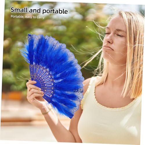 FIXOSHEE Blauer Faltbarer Handfächer aus Kunststoff Chinesischer Vintage Fächer mit Traditionellem Design Leicht und Elegant für Tanz Hochzeit Party und Dekorative Kostümaccessoires von FIXOSHEE