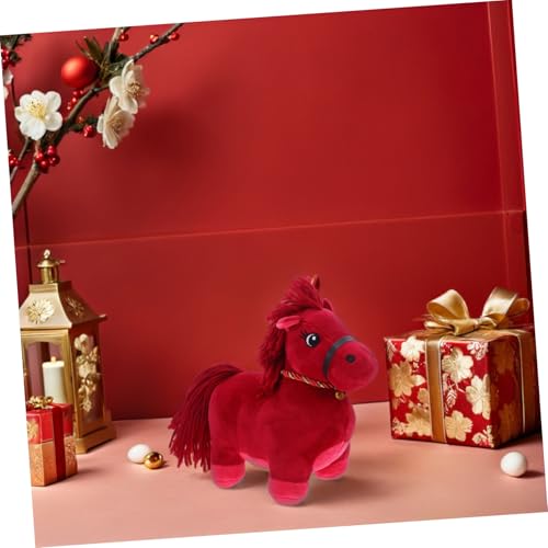 FIXOSHEE Chinesisches Tierkreiszeichen Pferd Kuscheltier Rotes Plüschpferd Weiches Stofftier Für Neujahrsdeko Und Party Glücksbringer von FIXOSHEE