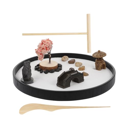 FIXOSHEE Courtyard Style Sand Table Dekoration Runde Sandkasten Miniatur DIY Materialien Langlebiges Resin Heimdekor Verarbeitung Geeignet für Schreibtisch und Büro von FIXOSHEE