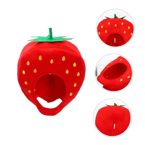 FIXOSHEE Erdbeer Kapuze Für Jungen Party Kleinkind Erdbeerhut Bachelorette Plüsch Obst Lustiger Hut Hüte In Cartoon Form Stoff Erdbeer Eimerhut Flauschiges Nylontuch Rot von FIXOSHEE