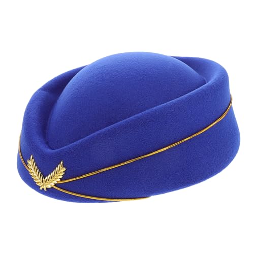 FIXOSHEE Falsche Woll stewardess Mütze Damen Elegante Airline Uniform Kappe in Royalblau Weiche Bequeme Passform für Kostüm Cosplay und Bühnenauftritte von FIXOSHEE