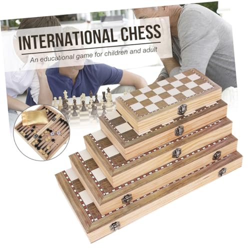FIXOSHEE Faltbares Holz Schachbrett Internationales Schach und Damenspiel Tragbares Schachtraining für Erwachsene und Jugendliche Langlebiges Natürlich Lackiertes Spielbrett von FIXOSHEE