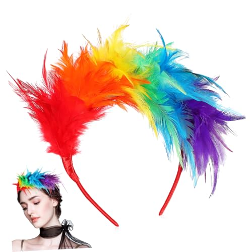FIXOSHEE Feder stirnband Damen Hochelastisch Verstellbar Leuchtend Regenbogen Haarschmuck für Karneval Party Boho accessoire Komfortabel Strapazierfähig FIXOSHEE Feder stirnband Damen Hochelastisch Verstellbar Leuchtend Regenbogen Haarschmuck für Karneval Party Boho accessoire Komfortabel Strapazierfähig von FIXOSHEE