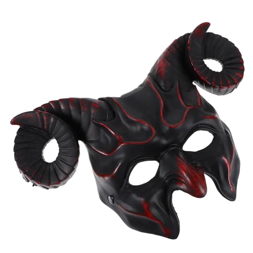 FIXOSHEE Festival Cosplay Maske mit Dunkler Roter Oxhorn Optik Leichte Verstellbare Maskerade für Halloween Kostüm und Themenpartys für Karneval Fasching und Faschingsveranstaltungen von FIXOSHEE