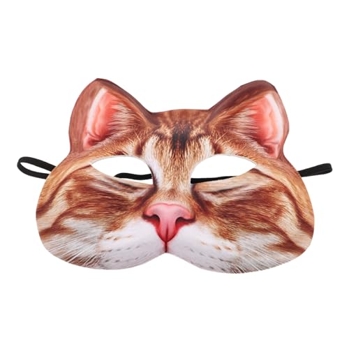 FIXOSHEE Halbgesichts Katzenmaske Halloween Cosplay Masquerade Accessoire Verstellbar Leicht Komfortabel Wiederverwendbar Für Damen Herren Party von FIXOSHEE